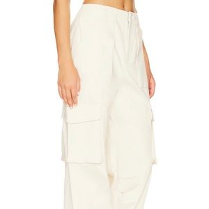 Revolve L’ACADEMIE Stretch Cotton Cargo Pants in Khaki Beige Cream